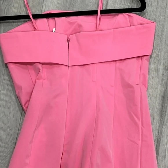 Helsa Tech Gabardine Long Strapless Dress in Very Pink - Picture 12 of 13